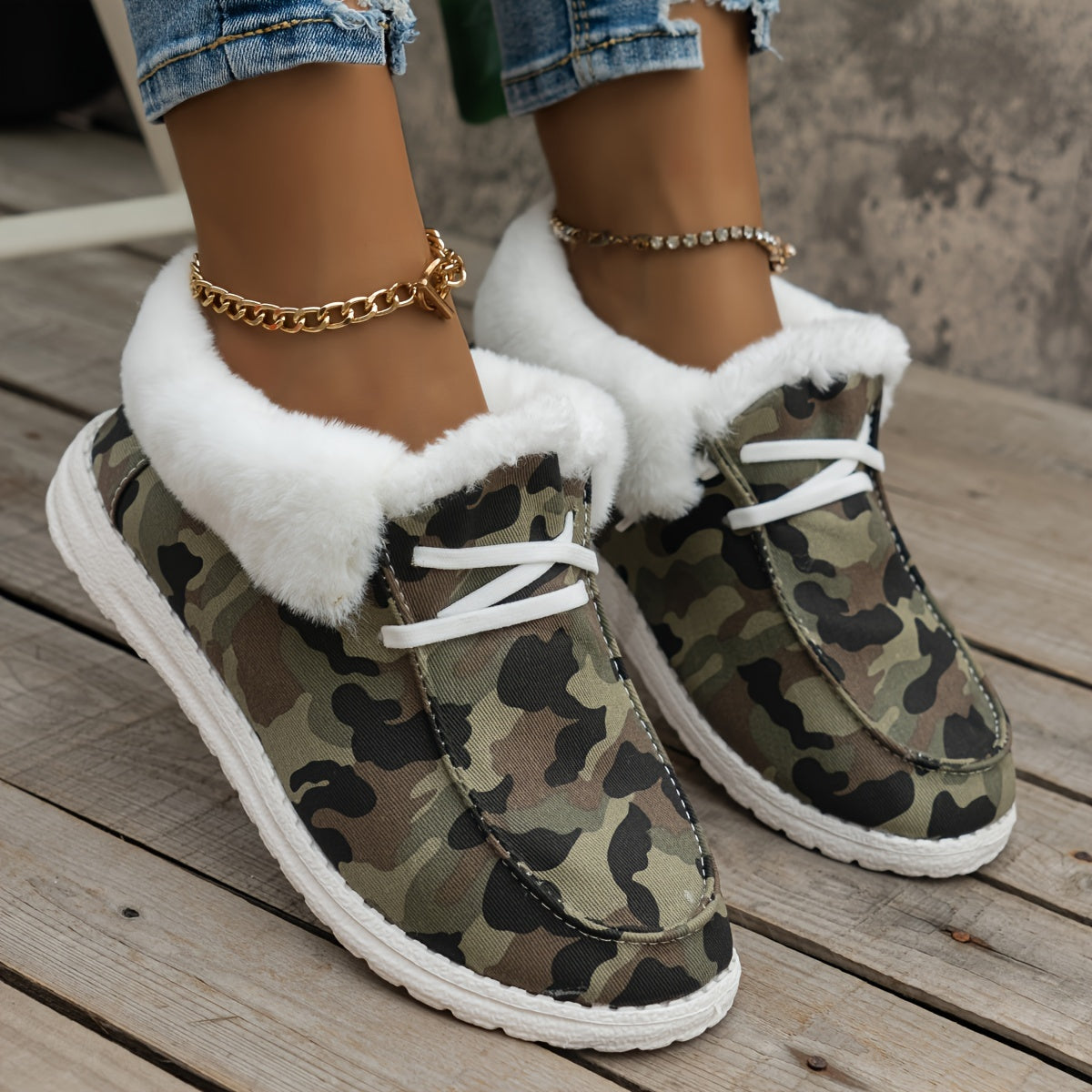 Fluffy Fleece Lined Canvas Shoes, Thermal Low Top Shoes