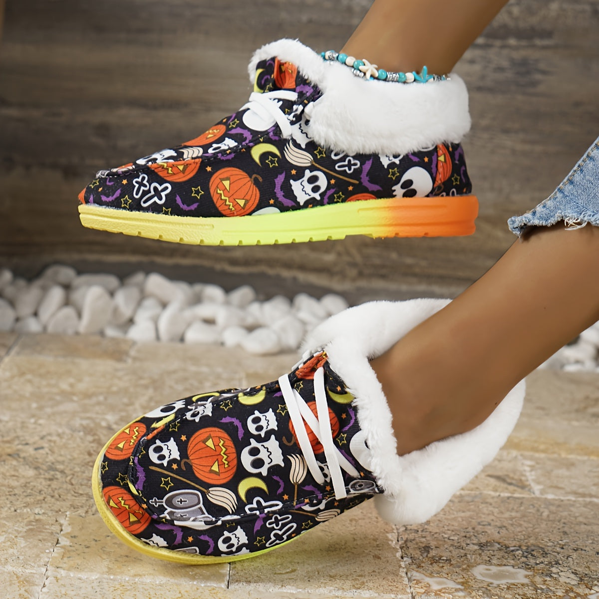 Fluffy Fleece Lined Canvas Shoes, Thermal Low Top Shoes