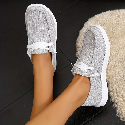 Flat Canvas Shoes, Round Toe Slip On Walking Sneakers