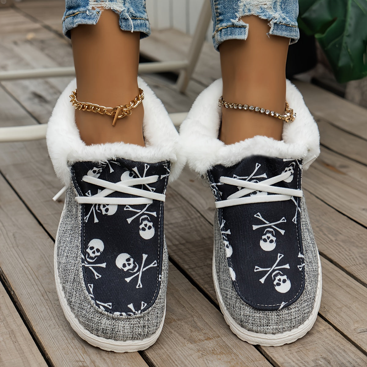 Fluffy Fleece Lined Canvas Shoes, Thermal Low Top Shoes