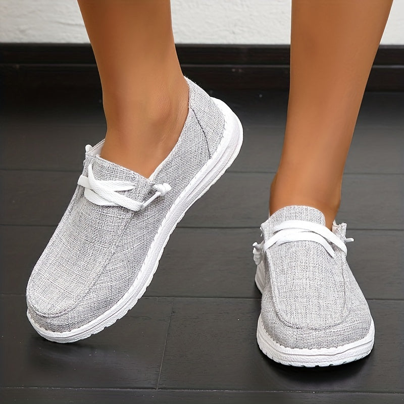 Flat Canvas Shoes, Round Toe Slip On Walking Sneakers